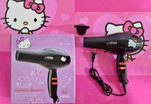 Secadora De Cabello Negra Hello Kitty Sanrio Kuromi Portatil Negra