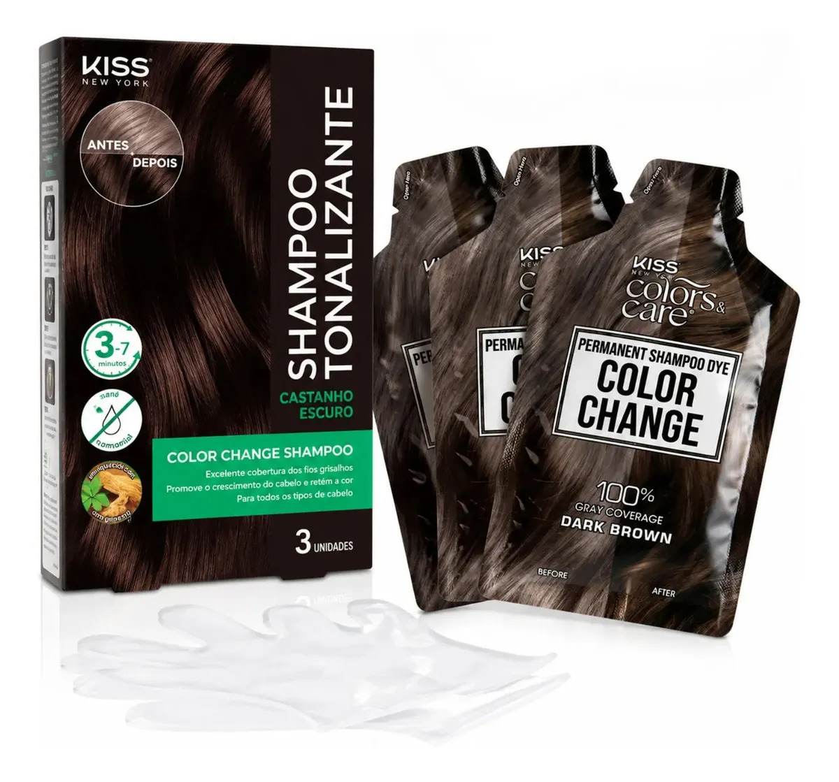 Kiss Shampoo Tonalizante Color Change Castanho Escuro Kissnewyork — miniatura 4