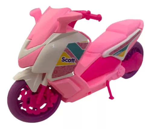 Moto De Brinquedo Motinha Scooter Estilo Barbie Jog Burgman rosa cinza
