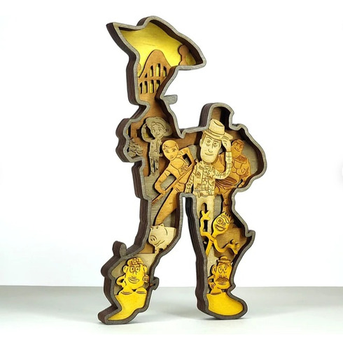 Figura Decorativa Toy Story Woody Buzz Lightyear Madera