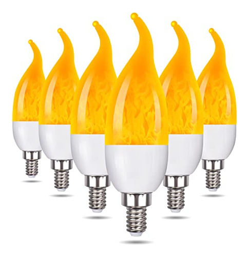 E12 Flame Bulbs 6 Pack, 3 Mode Led Candelabra Flame Lig...