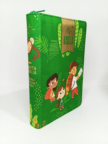 Biblia Interactiva Para Niños Rv1960 -con Cierre, Tela Verde