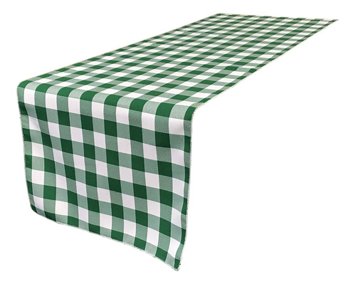 Camino De Mesa Polietileno 35 X 274 Cm A Cuadros Verde Blanc