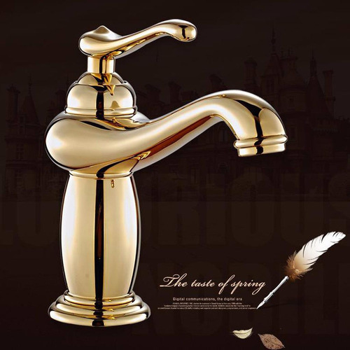 Grifo De Lavabo De De Un Orificio, Giratorio, Lavabo De Oro