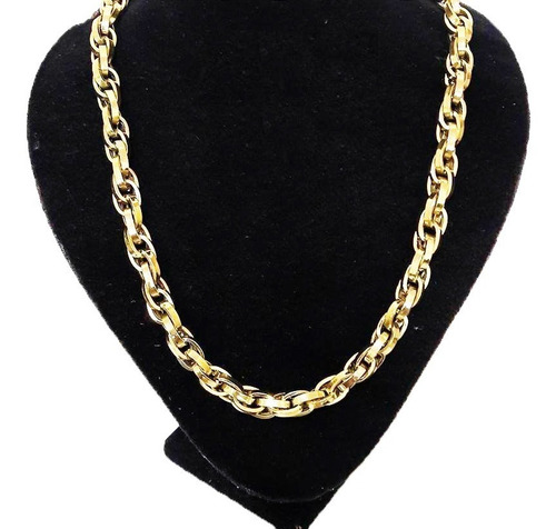 Imagem 2 de 7 de Corrente Cordão Baguete Duplo 63 Gramas 11mm Ouro 18k 750
