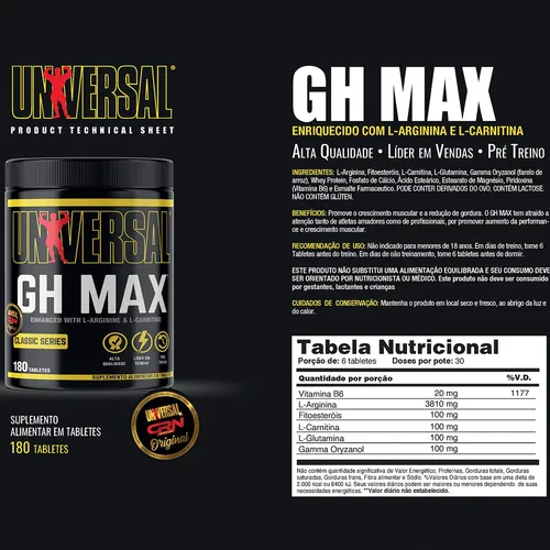 L-Arginina alfa-cetoglutarato Gh Max Universal 180 cápsulas