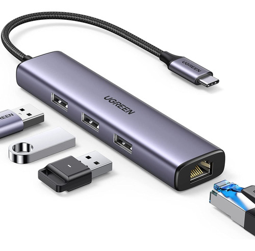 Ugreen Adaptador Multipuerto 4 En 1 Hub Usb-c Con Ethernet