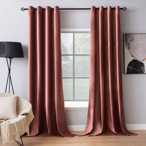 Miulee - Elegantes Cortinas Opacas De Terciopelo Rosa Opaco,