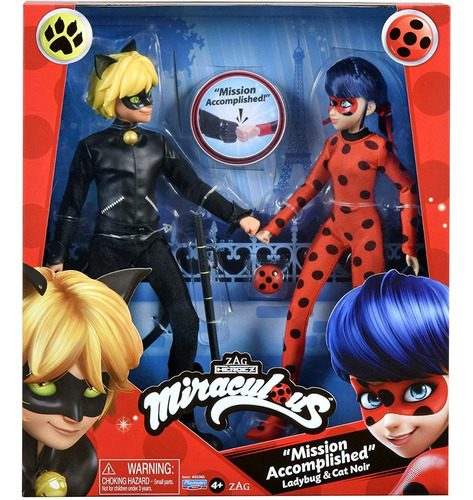 Miraculous Ladybug - Set X2 Ladybug Y Cat Noir 28 Cm