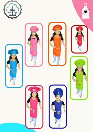 Delantal Mandil Mini Chef Niños Niñas Gorro Y Mandil Bordado