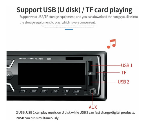 Imagen 6 de 9 de Reproductor De Mp3 Estéreo Para Coche Con Bluetooth Auxiliar