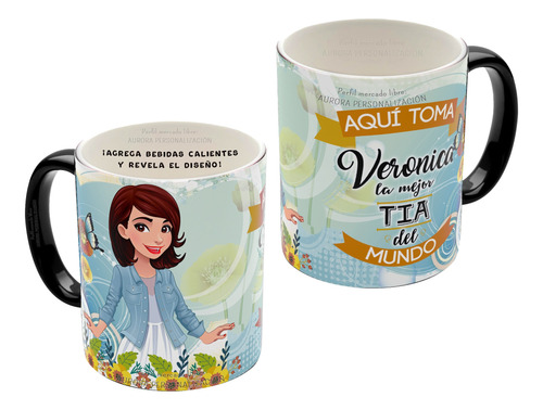 Mug Mágico Mejor Tia Nombre Personalizado Taza