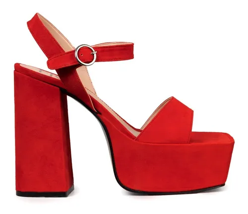 Sandalias Rojas Taco Ancho MercadoLibre