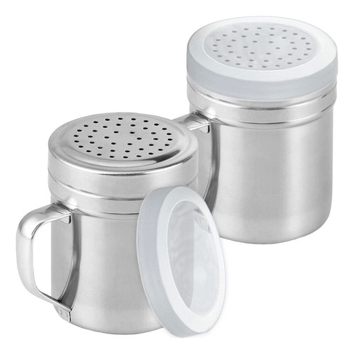 U Chef Set Salero Pimentero Acero Inox 296 Ml Con Asa Color Plateado