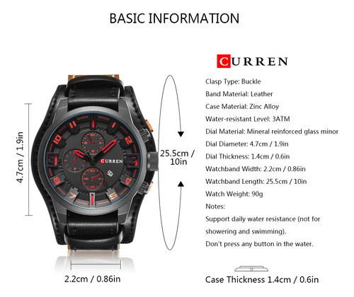 Relógio Business Leather 8225 Strap Quartz Curren Calendar M