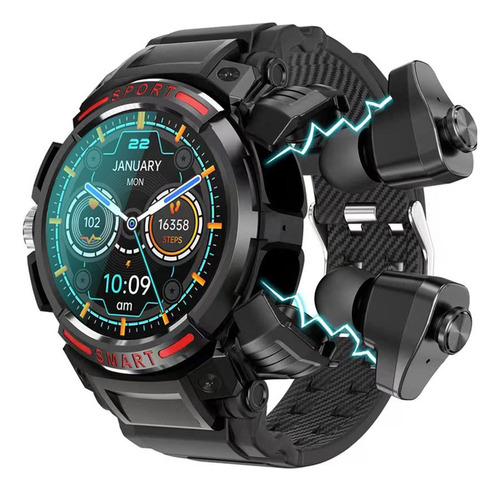 Reloj Inteligente Para Hombre Bluetooth 2 En 1 Con Audífonos