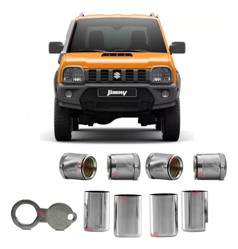 Tampa Bico Valvula Antifurto Pneu Capa Cromado Suzuki Jimny