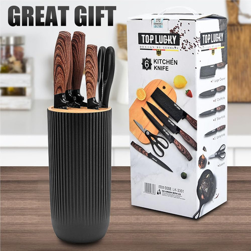 Set De Cuchillos 6 Piezas Con Bloque, Acero Inox Antióxido