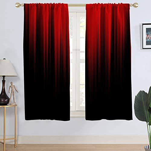 Aatter - Cortina Para Ventana, Color Rojo Y Negro, Diseño De