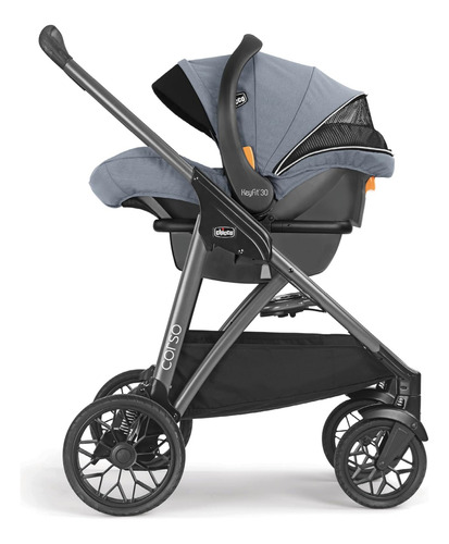 Carriola Autoasiento Modular Travel System Corso Chicco Gris Silver Spring Negro