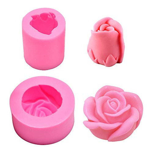 Juego De 2 Moldes De Velas De Flores De Rosas 3d, Molde De S