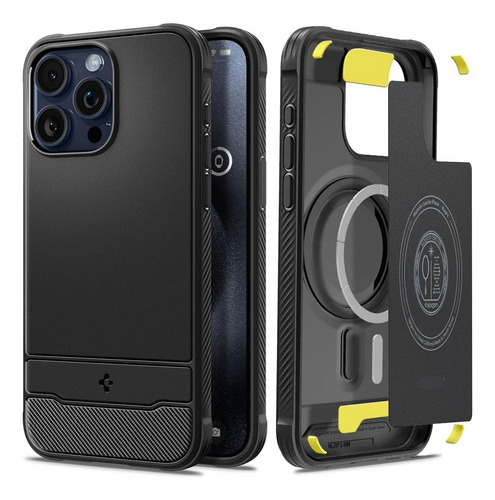 Forro Negro iPhone 15 Pro Max Spigen Rugged Armor