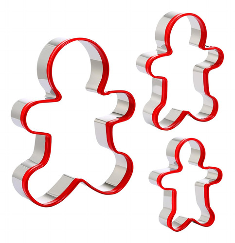 Cortadores De Galletas Gingerbread Man 3pcs, De Acero Ino...
