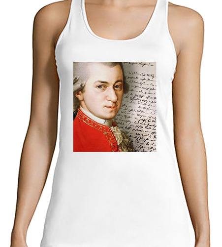 Musculosa Mujer Mozart Diseño Con Partituras De Fondo M2