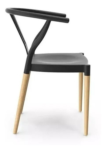 Pack 4 Sillas Wishbone De Comedor Estilo Nórdico Estructura de la silla Negro