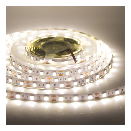 Fita Led 5050/smd 12v 5m 12v Ip65 Cor Da Luz Branco Neutro 4500k Com Fonte
