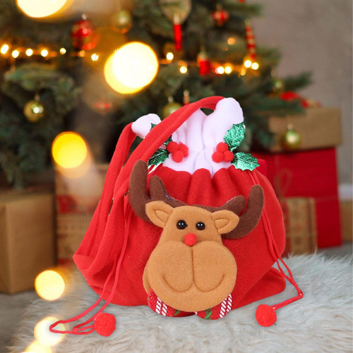 Bolsa De Regalo Con Cordón De Navidad, Embalaje Roja,