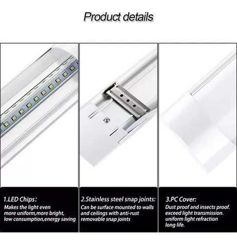 Imagen 6 de 7 de Lampara Plana Led 100w Alta Potencia 120cm Policarbonato
