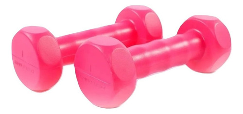 Mancuernas 2 Kg Pvc X Par Pesas Hexagonal Plastico Gym Color Rosa