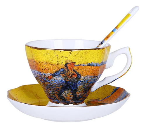 Taza De Café Van Gogh Art Painting, Tazas De Té Con Cuchara
