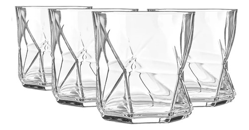 Juego Vaso De Vidrio Agua Cuadrado City 290 Ml 4 Piezas