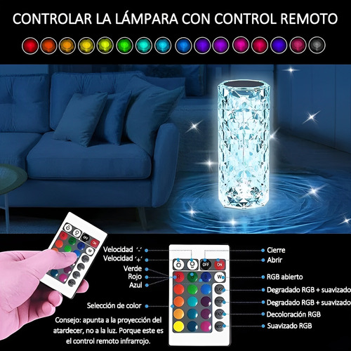 Lámpara De Mesa De Acrílico Tipo Diamante Con Control 2pcs