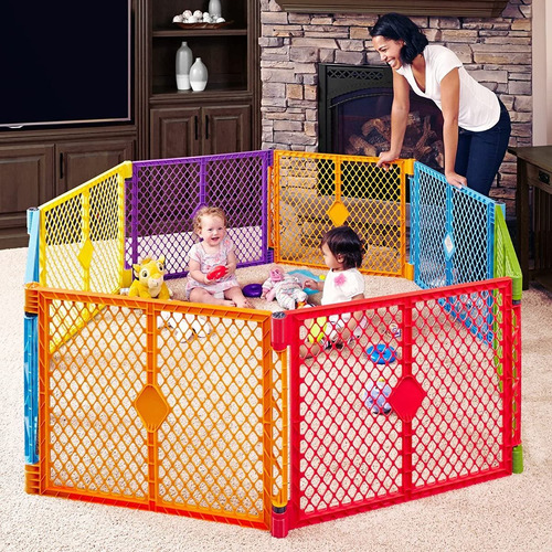Corral Reja Para Bebe 8 Panel Juego Multicolor
