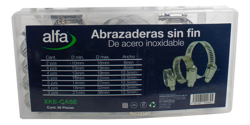 Abrazaderas Sin Fin Acero Inox Ss201 Varias Medidas 26 Pzas