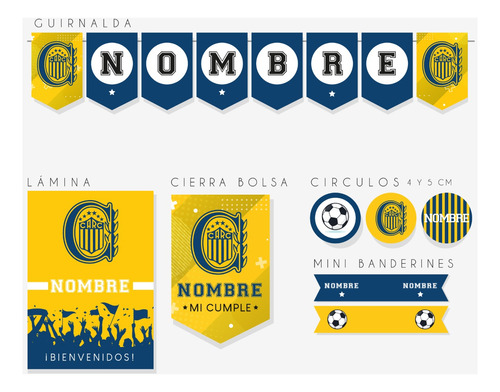 Kit Imprimible Rosario Central - Deco Cumple Candy Bar