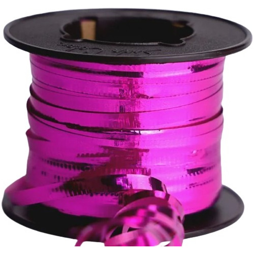 2 Hilo Curly Metalico Curling Ruling Liston Rulin Color Rosa Fuscia
