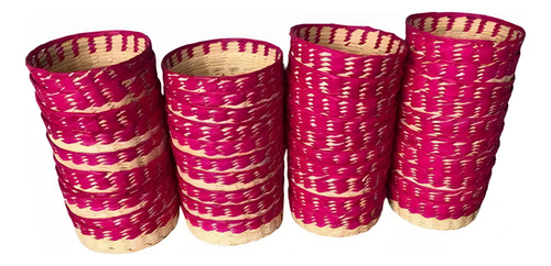 60 Tortilleros Paneras Ecológicos Sin Tapa De Palma Natural Rosa Chicle Tortillero Rosa
