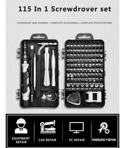 Kit De Destornilladores 115 Piezas Para Servicio Tecnico