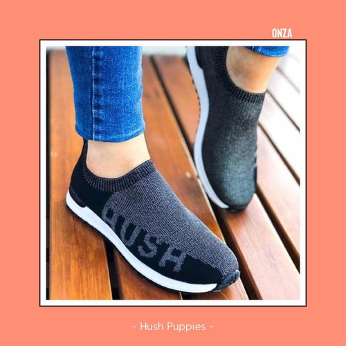 Zapatilla Hush Puppies Savi Negro, Sin Cordon
