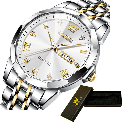 Reloj Olevs Fashion Calendar Con Diamantes Y Cuarzo