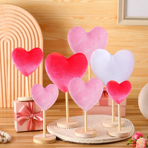 Valentine's Day Decorations Wenqik Velvet Heart Table Decor