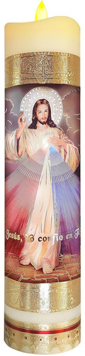 Divine Mercy Ii - Vela De Oración Devocional Led Sin Llama, 