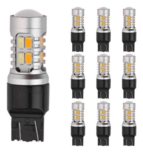 Bombilla Led De Dos Colores, 10 Unidades, T20 7443 W21/5 W,