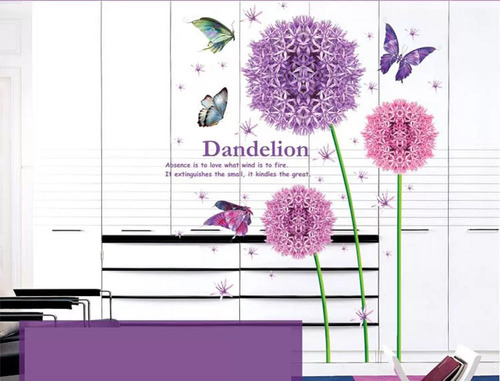 Adhesivo Decorativo Diente De León Y Mariposas