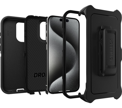 Funda Otterbox Defender Series Para iPhone 15 Pro, Color Negro