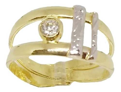 Anillo Oro 18k Laminado Combinado Cristal De Swarovski Mujer